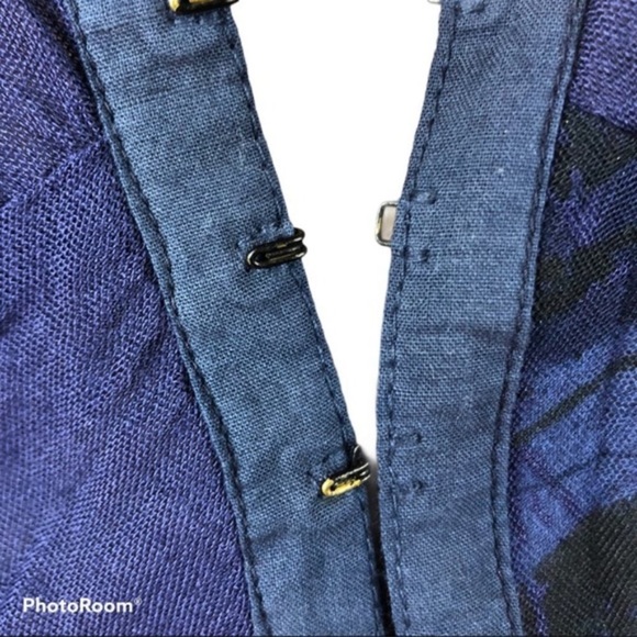 HURLEY Blue Deep V-Neck Hook & Eye Closure Halter Maxi Dress | Size M - Picture 9 of 11